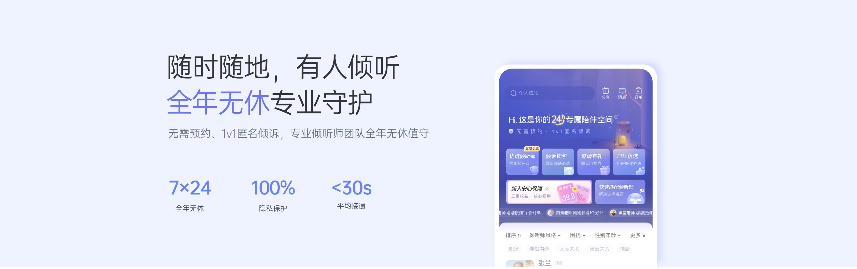 7×24小时倾诉热线